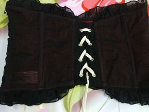 (406)Mesh &amp; Lace Corset Top