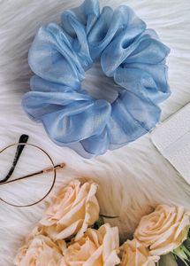 Light Blue Organza Scrunchie
