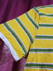 Ajile By Pantaloons Yellow Striped Tshirt