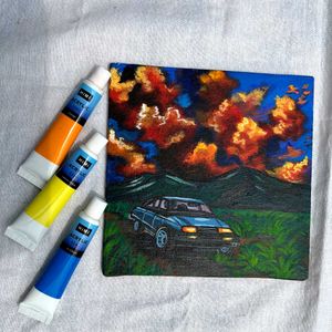Mini Car Landscape Painting
