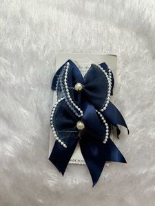 Cute Navy Bow Hair Clips