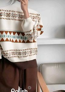 New With Tag Korean Patterned Knit Sweater