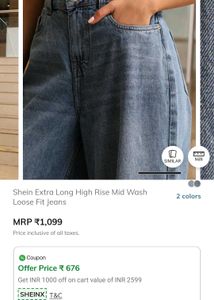 Shein High Rise Wide Leg Jeans 399rs