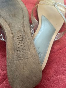 Zara Clear Strap Embellished Sandals