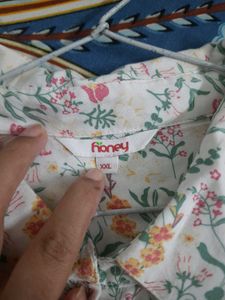 Plus Size White Floral Shirt