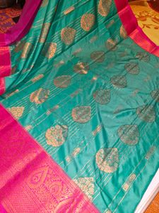 Elegant Green &amp; Pink  Boarder Saree