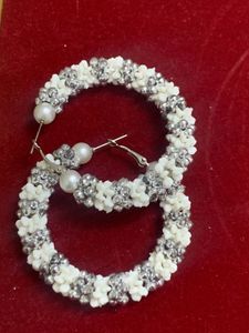 Beaded Hoop Earrings And Gloss 🌸🕊️