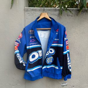 Blue NASCAR-style racing jacket