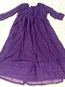 Xl New Unused Elegant Chikankari Purple Anarkali