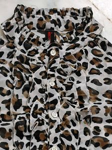 Black leopard print halter neck top