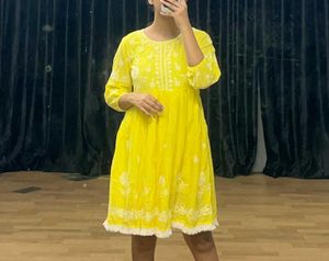 Yellow Embroidered Dress.