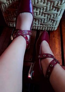 WineRed Strappy Heel (Check All Pictures For Flaws