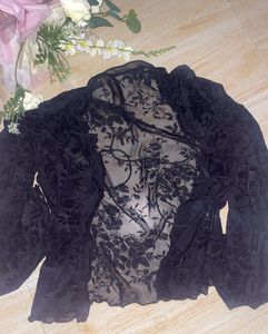 Savana Y2K Black Lace Top