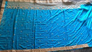 Blue &amp; Gold Sari with Blouse