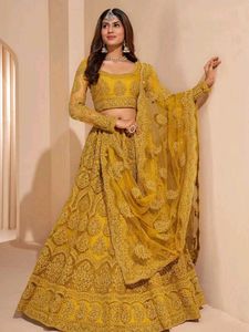 Gorgeous Yellow Lehenga Choli(semi stitched)