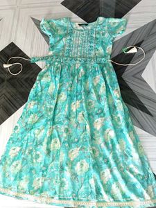 Teal Floral Print Dress
