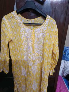 Yellow Chikankari Kurti