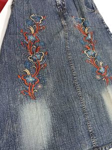 Embroidered Denim Mini Skirt
