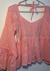 Pink Crochet Detail Blouse