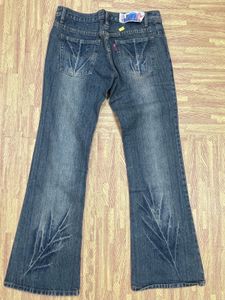 Vintage Denim Blue Wide Leg Men Jeans