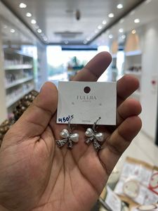 Pearl &amp; Crystal Bow Drop Earrings
