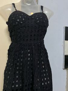 ZARA branded padded cute Black Eyelet Dress