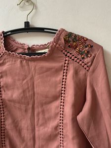 Embroidered Bell Sleeve Top