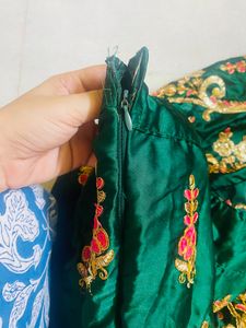 Green Pinkish Lehenga Set