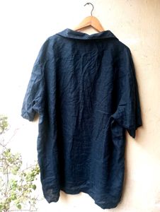 Burnt Umber Dark Blue Oversized Shirt (Women)