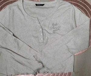 Casual Grey Long Sleeve Top