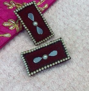 Stylish Fabric Earrings With Pearls And Mirrors