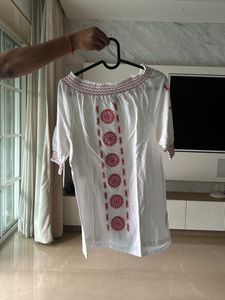 Embroidered Off-Shoulder Top