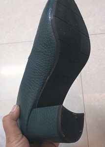 Dark Green Block Heel Pumps
