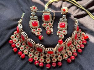 Red & Gold Indian Jewelry Set