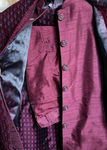 Maroon Sherwani 3 Peice Set