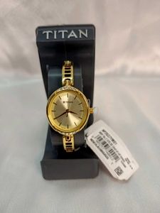 Titan Quartz Analog Golden Dial Metal Strap Watch