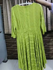 Lime Green Lace Midi Dress