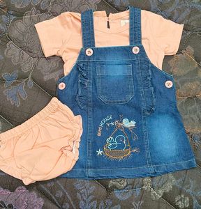 Cute Denim Dress Set for Baby Girl