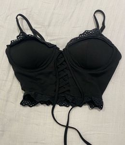 black cutout corset top