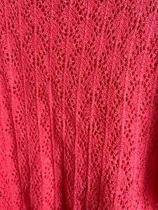 Coral Knit Top with Drawstrings