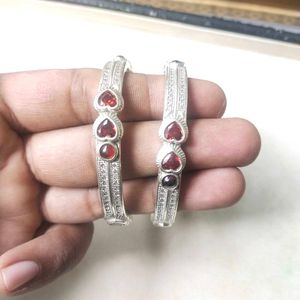 Slightly Used Pure Silver CZ Bangles (Size 2/4)