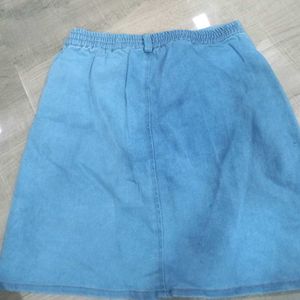 Denim Button-Front Skirt