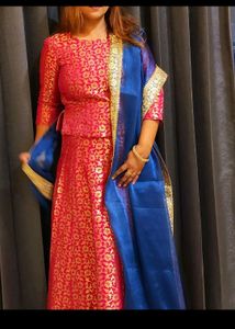 Brocade Fabric Lehgha Choli With Dupatta
