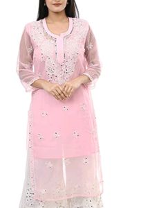 women chikan embroidery straight kurta