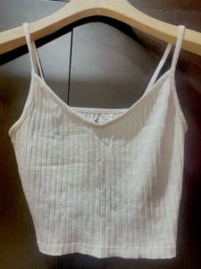 H&M Ribbed White Tank Top