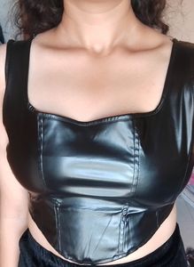 Black Leather Corset Top