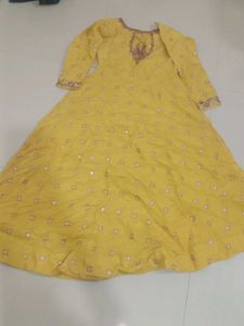 Yellow Embroidered Anarkali Kurta