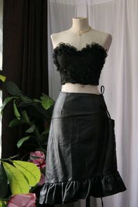 Black 3D Flower Beaded Corset Top