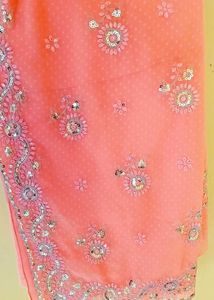 Peach Embroidered Saree