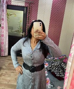 Grey Knit winter button dress 🎀❤️🌸